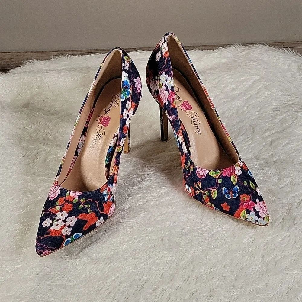 Penny Loves Kenny Blue Floral High Heels Sz 10M